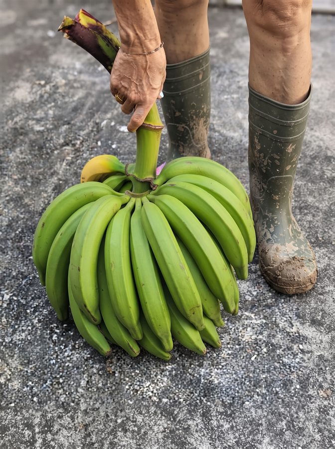 Plátanos verdes recién cosechados
